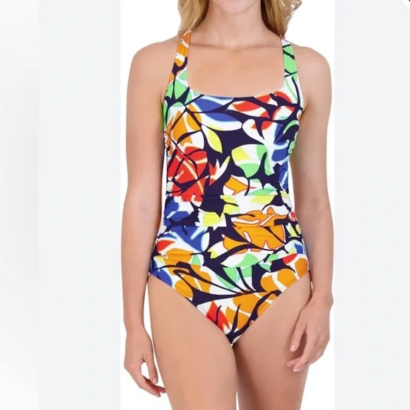 NWT Nautica Women's Standard One Piece Crossback Tummy Control Quick Dry Small - Picture 2 of 11